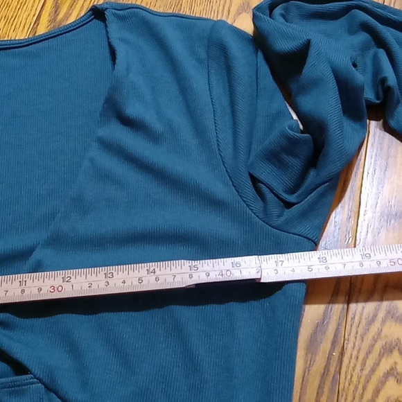 HALARA GREEN Dress Women LARGE New Casual COCKTAIL Party Long Sleeves RIBBED zz - Picture 6 of 9